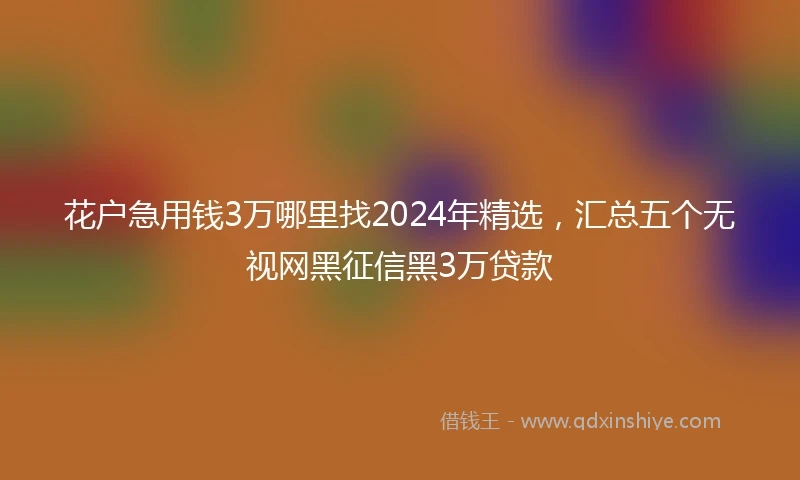 花户急用钱3万哪里找2024年精选，汇总五个无视网黑征信黑3万贷款