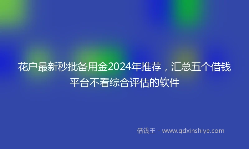 花户最新秒批备用金2024年推荐，汇总五个借钱平台不看综合评估的软件