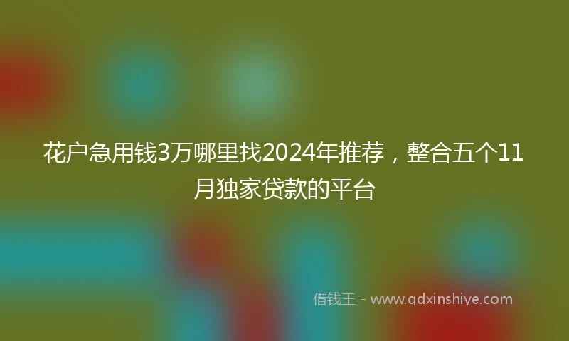 花户急用钱3万哪里找2024年推荐，整合五个11月独家贷款的平台