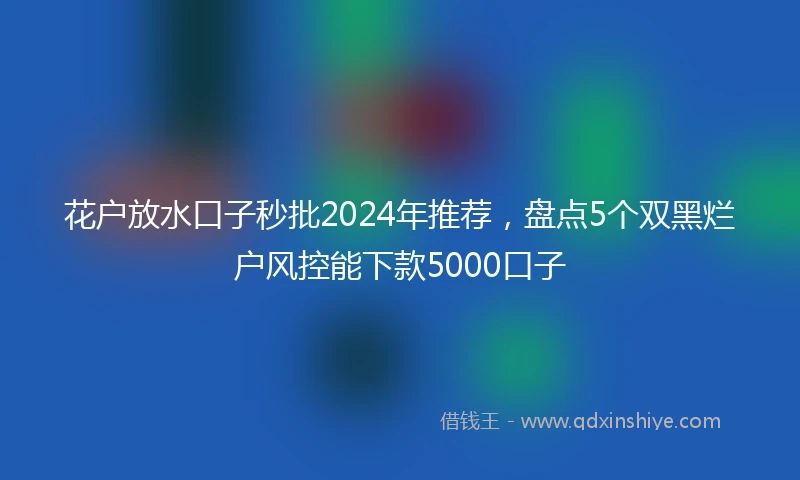 花户放水口子秒批2024年推荐，盘点5个双黑烂户风控能下款5000口子