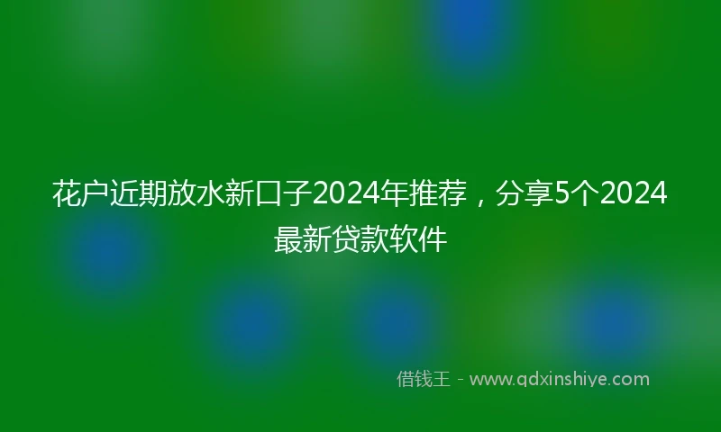 花户近期放水新口子2024年推荐，分享5个2024最新贷款软件