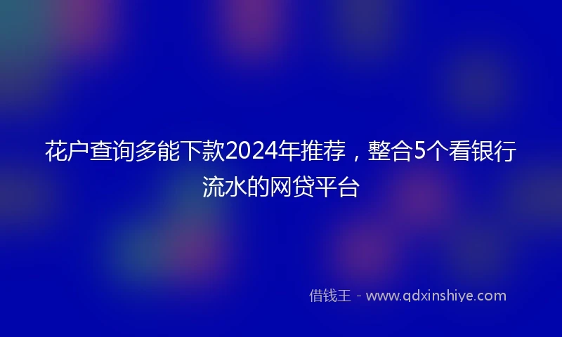 花户查询多能下款2024年推荐，整合5个看银行流水的网贷平台