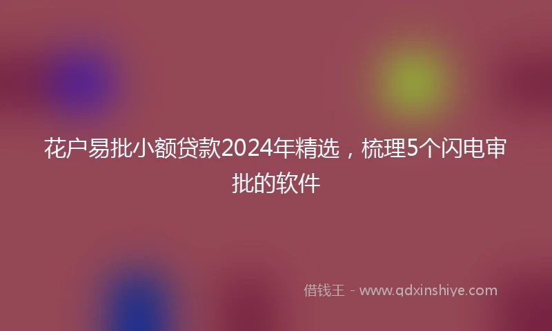花户易批小额贷款2024年精选，梳理5个闪电审批的软件