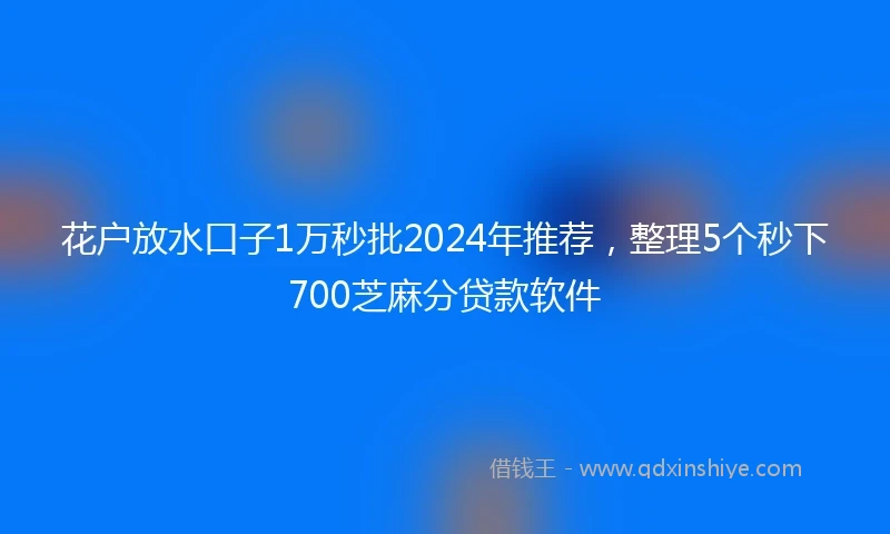 花户放水口子1万秒批2024年推荐，整理5个秒下700芝麻分贷款软件