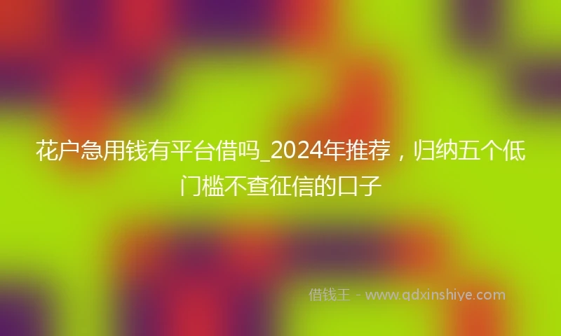 花户急用钱有平台借吗_2024年推荐，归纳五个低门槛不查征信的口子