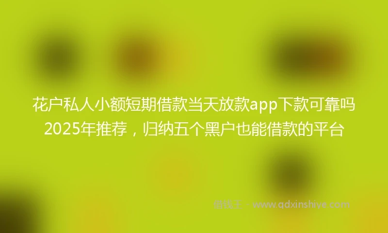 花户私人小额短期借款当天放款app下款可靠吗2025年推荐，归纳五个黑户也能借款的平台