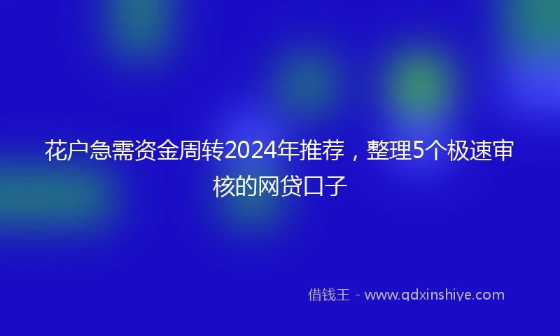 花户急需资金周转2024年推荐，整理5个极速审核的网贷口子