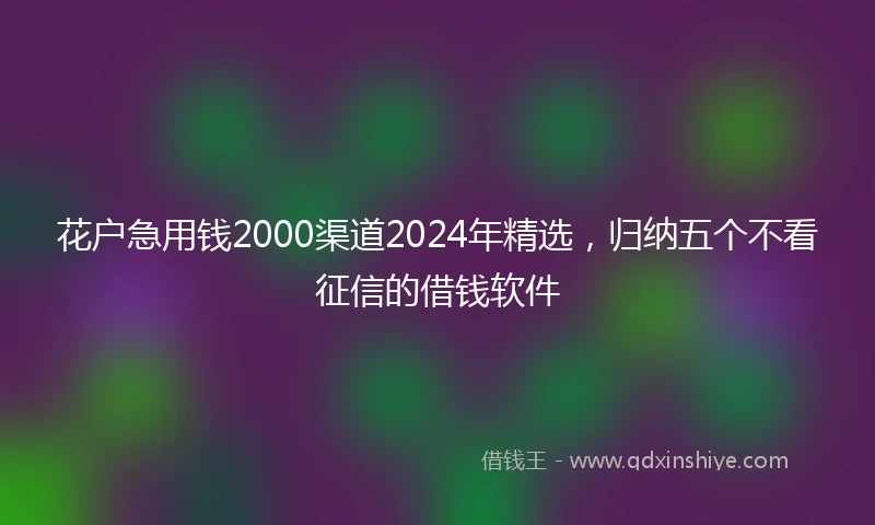 花户急用钱2000渠道2024年精选，归纳五个不看征信的借钱软件