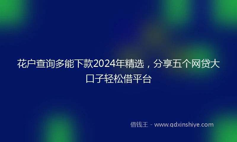 花户查询多能下款2024年精选，分享五个网贷大口子轻松借平台