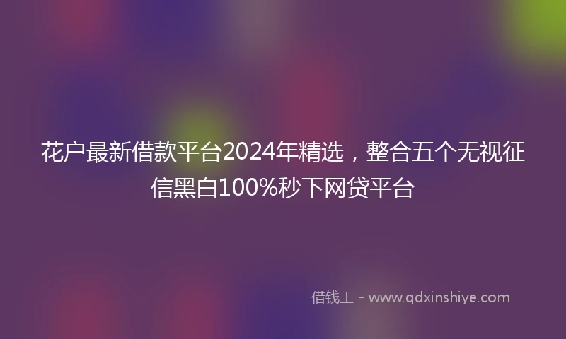 花户最新借款平台2024年精选，整合五个无视征信黑白100%秒下网贷平台