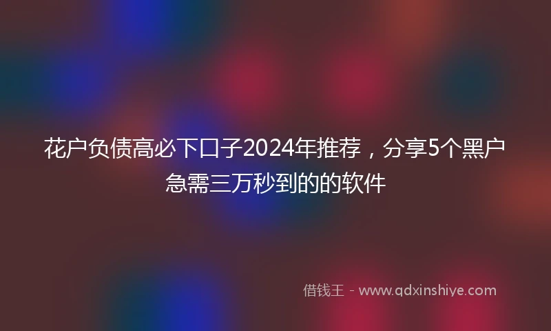 花户负债高必下口子2024年推荐，分享5个黑户急需三万秒到的的软件