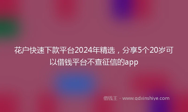 花户快速下款平台2024年精选，分享5个20岁可以借钱平台不查征信的app