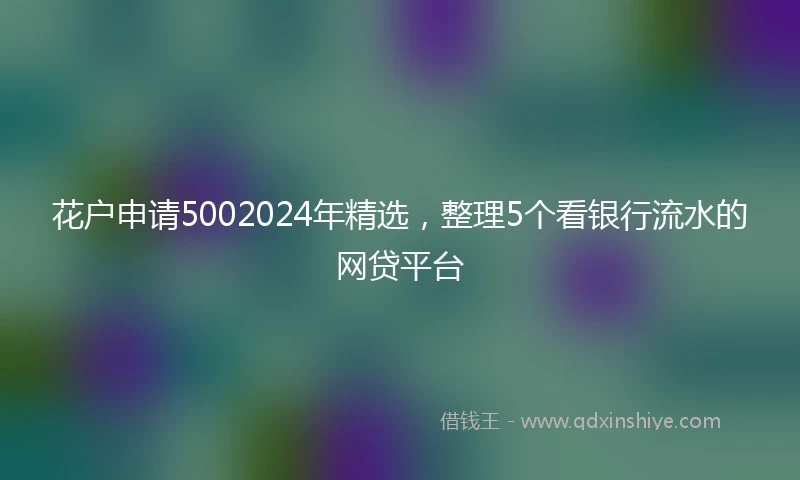 花户申请5002024年精选，整理5个看银行流水的网贷平台