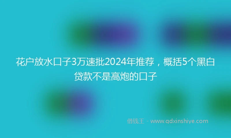 花户放水口子3万速批2024年推荐，概括5个黑白贷款不是高炮的口子