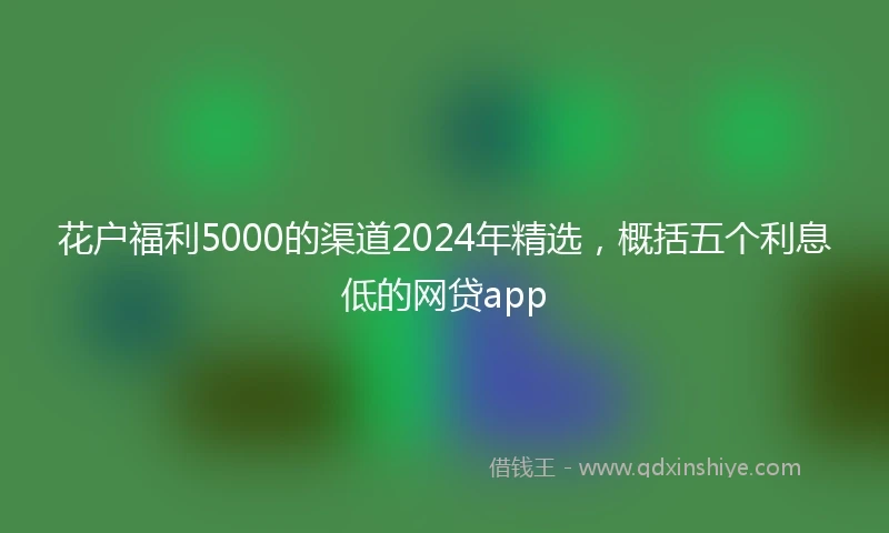花户福利5000的渠道2024年精选，概括五个利息低的网贷app