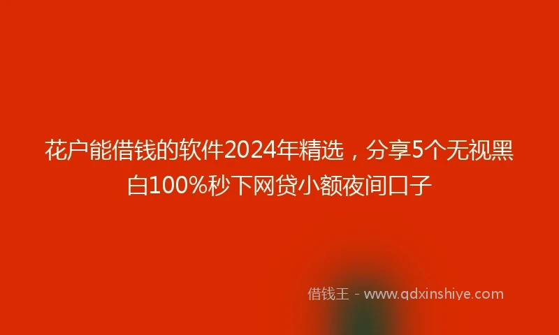 花户能借钱的软件2024年精选，分享5个无视黑白100%秒下网贷小额夜间口子