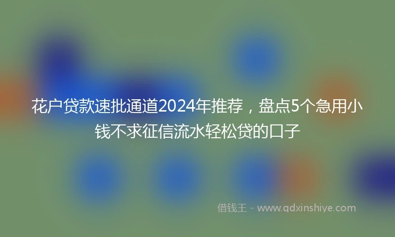 花户贷款速批通道2024年推荐，盘点5个急用小钱不求征信流水轻松贷的口子
