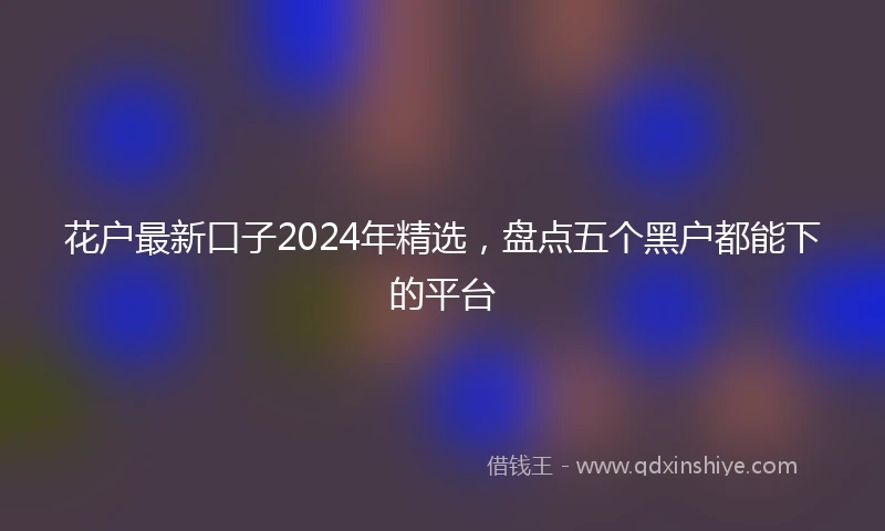花户最新口子2024年精选，盘点五个黑户都能下的平台
