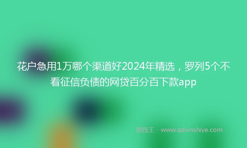 花户急用1万哪个渠道好2024年精选，罗列5个不看征信负债的网贷百分百下款app