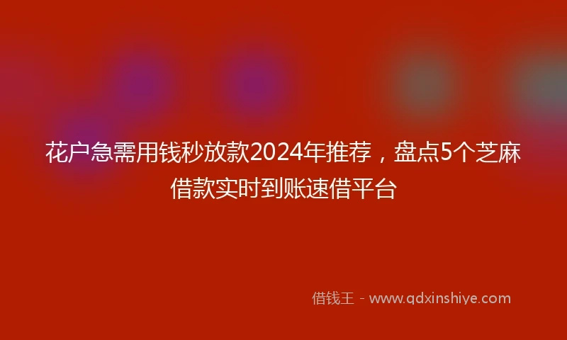 花户急需用钱秒放款2024年推荐，盘点5个芝麻借款实时到账速借平台