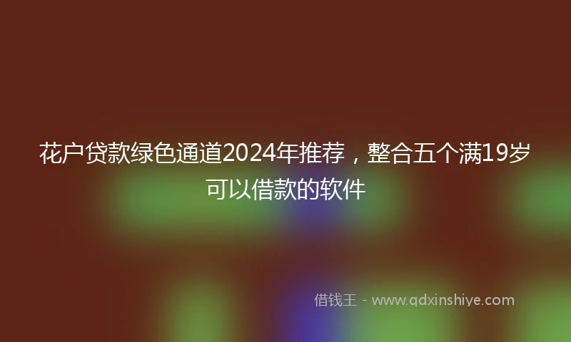 花户贷款绿色通道2024年推荐，整合五个满19岁可以借款的软件