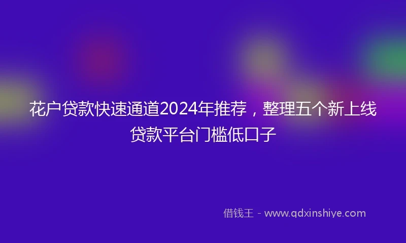花户贷款快速通道2024年推荐，整理五个新上线贷款平台门槛低口子