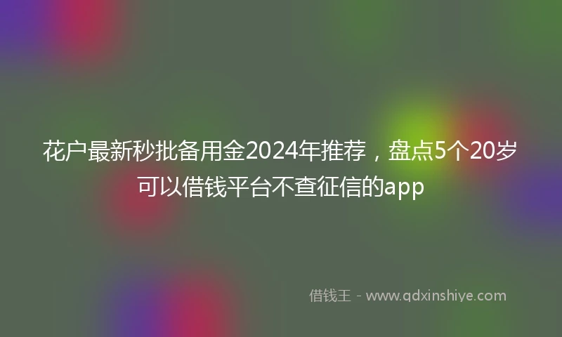 花户最新秒批备用金2024年推荐，盘点5个20岁可以借钱平台不查征信的app