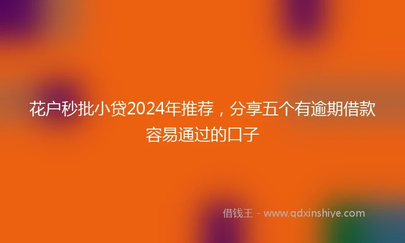 花户秒批小贷2024年推荐，分享五个有逾期借款容易通过的口子