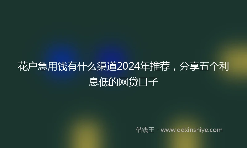 花户急用钱有什么渠道2024年推荐，分享五个利息低的网贷口子