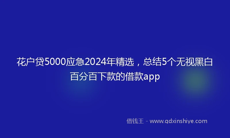 花户贷5000应急2024年精选，总结5个无视黑白百分百下款的借款app