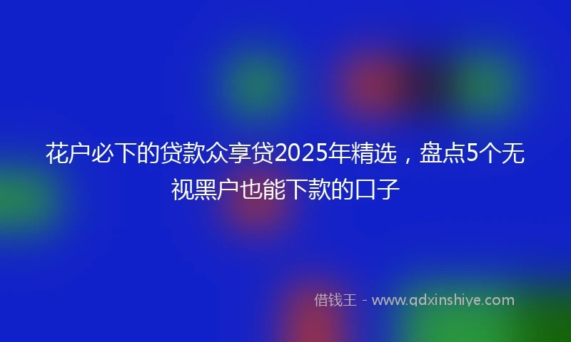 花户必下的贷款众享贷2025年精选，盘点5个无视黑户也能下款的口子