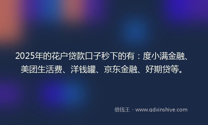 2025年的花户贷款口子秒下的有：度小满金融、美团生活费、洋钱罐、京东金融、好期贷等。