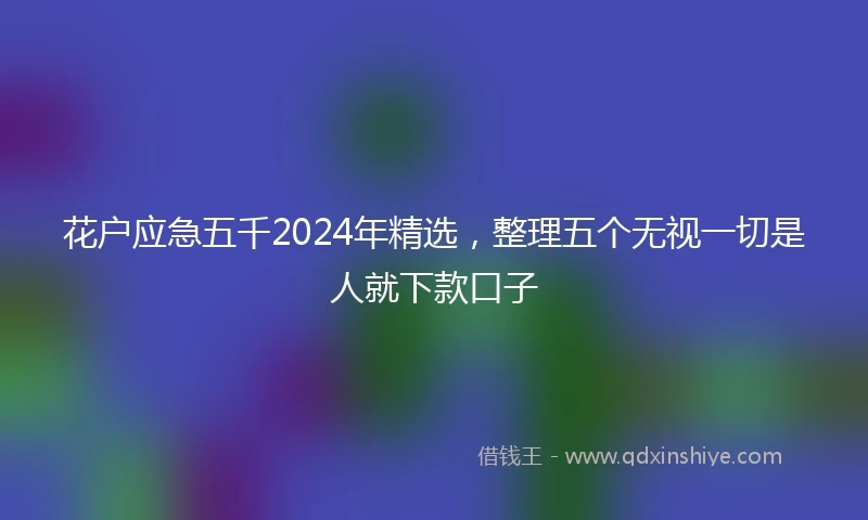 花户应急五千2024年精选，整理五个无视一切是人就下款口子
