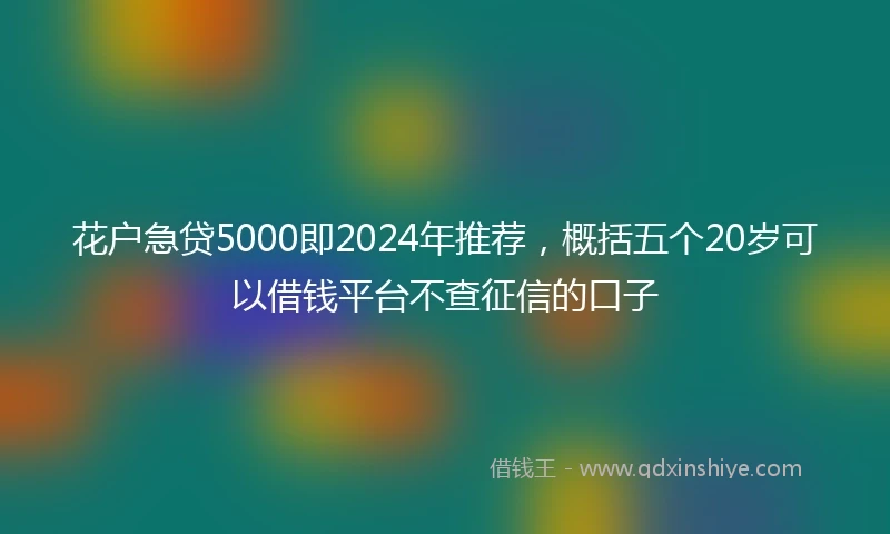 花户急贷5000即2024年推荐，概括五个20岁可以借钱平台不查征信的口子