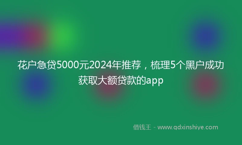 花户急贷5000元2024年推荐，梳理5个黑户成功获取大额贷款的app