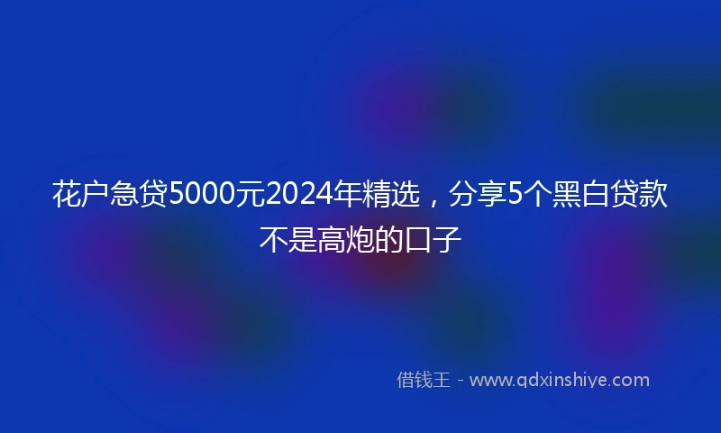 花户急贷5000元2024年精选，分享5个黑白贷款不是高炮的口子