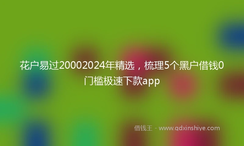 花户易过20002024年精选，梳理5个黑户借钱0门槛极速下款app