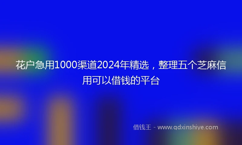 花户急用1000渠道2024年精选，整理五个芝麻信用可以借钱的平台