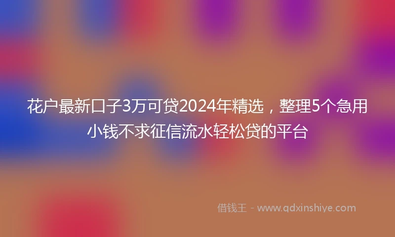 花户最新口子3万可贷2024年精选，整理5个急用小钱不求征信流水轻松贷的平台