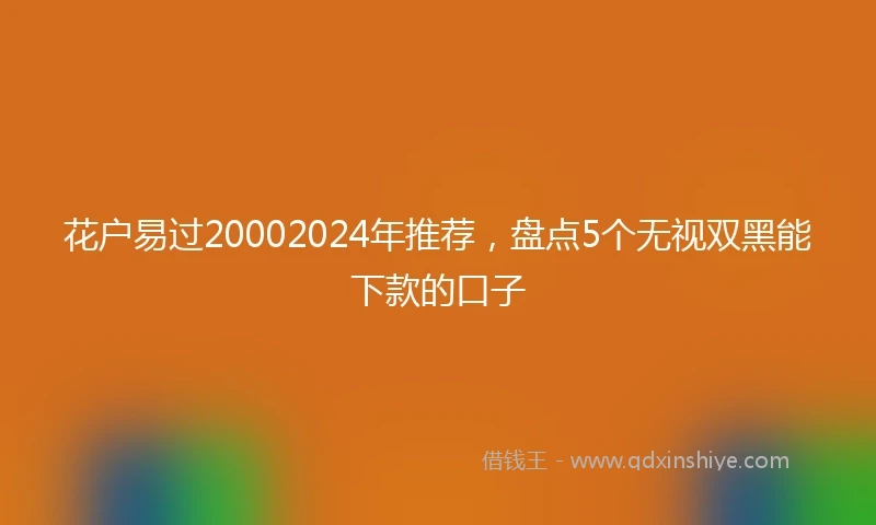 花户易过20002024年推荐，盘点5个无视双黑能下款的口子