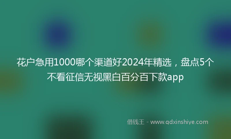花户急用1000哪个渠道好2024年精选，盘点5个不看征信无视黑白百分百下款app