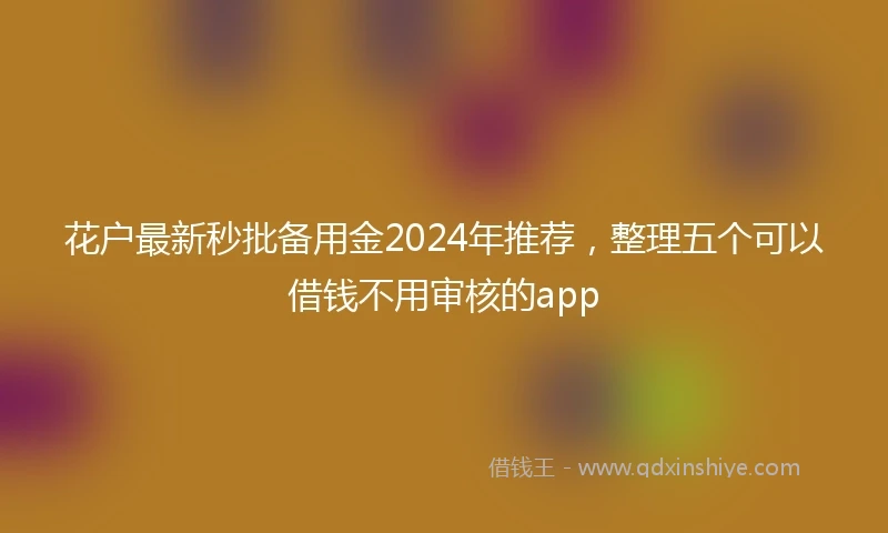 花户最新秒批备用金2024年推荐，整理五个可以借钱不用审核的app