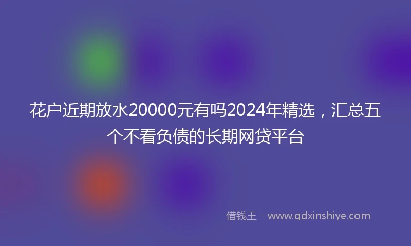 花户近期放水20000元有吗2024年精选，汇总五个不看负债的长期网贷平台