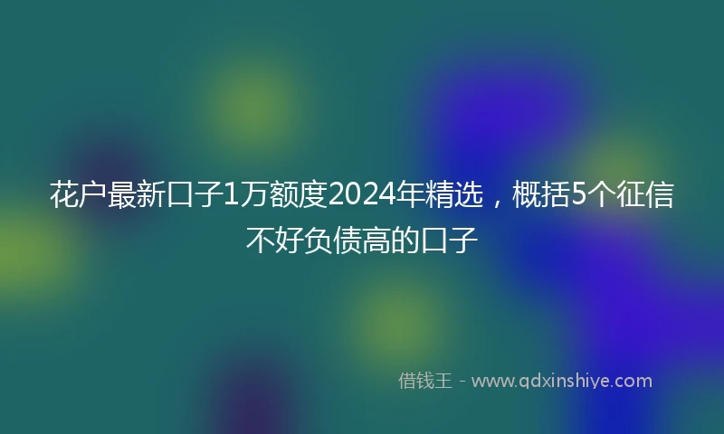 花户最新口子1万额度2024年精选，概括5个征信不好负债高的口子