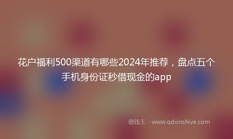 花户福利500渠道有哪些2024年推荐，盘点五个手机身份证秒借现金的app