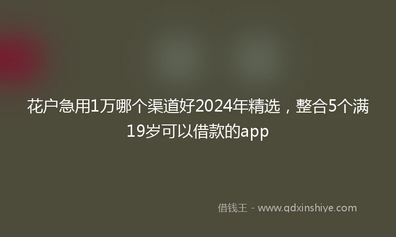 花户急用1万哪个渠道好2024年精选，整合5个满19岁可以借款的app