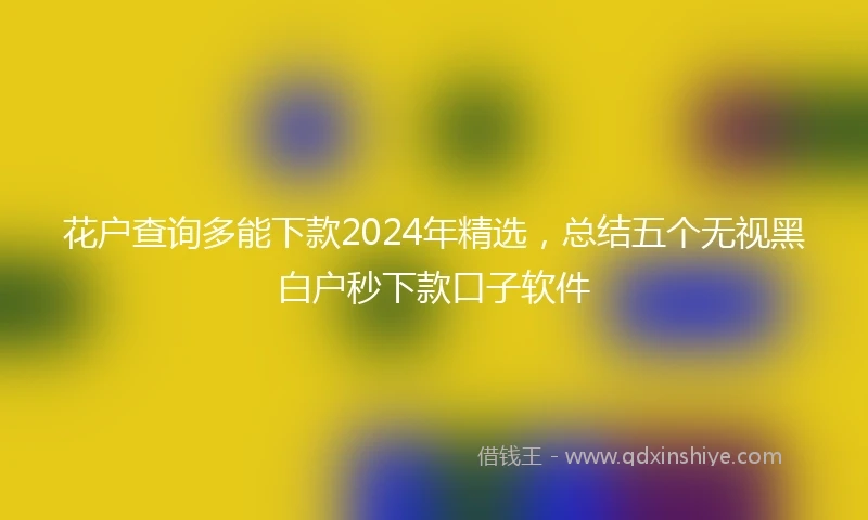 花户查询多能下款2024年精选，总结五个无视黑白户秒下款口子软件