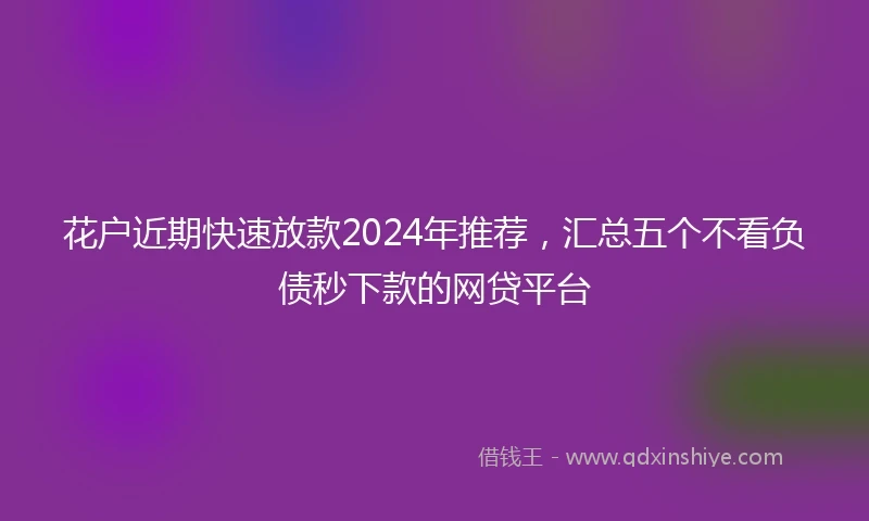 花户近期快速放款2024年推荐，汇总五个不看负债秒下款的网贷平台