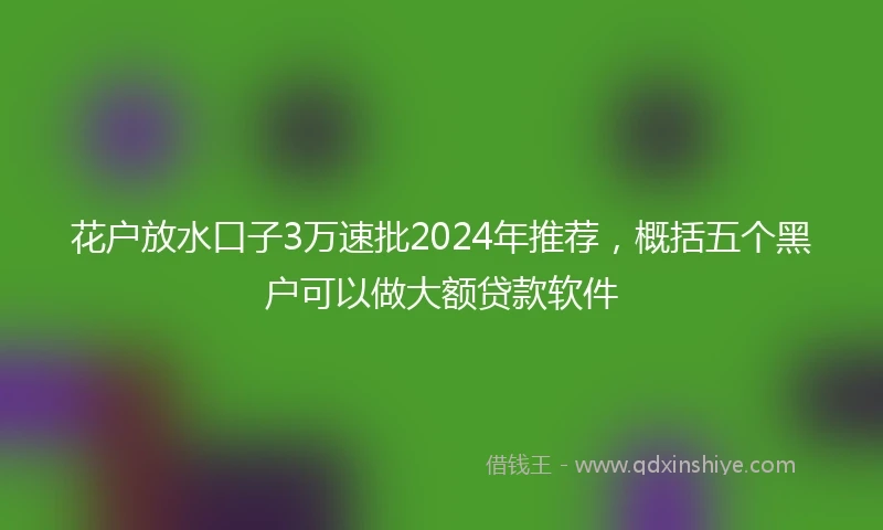 花户放水口子3万速批2024年推荐，概括五个黑户可以做大额贷款软件