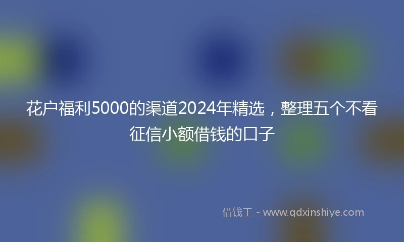 花户福利5000的渠道2024年精选，整理五个不看征信小额借钱的口子